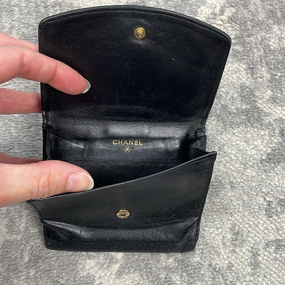 Chanel Caviar Skin Black Leather CC Bifold Compact Wallet Luxury Designer - Picture 9 of 17
